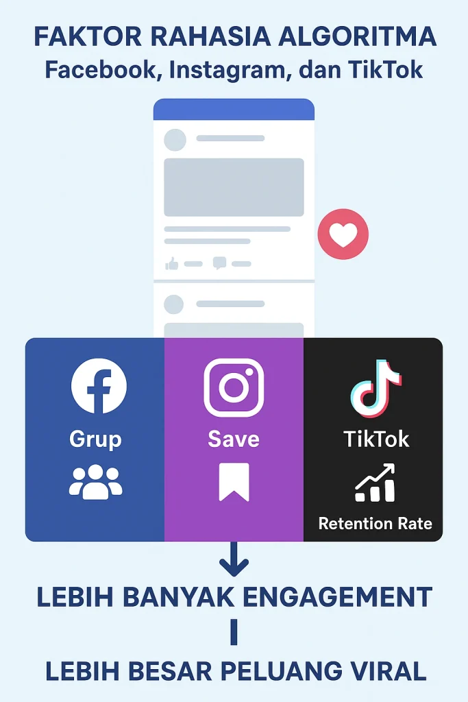Infografis faktor rahasia algoritma Facebook, Instagram, dan TikTok